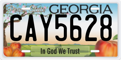 GA license plate CAY5628