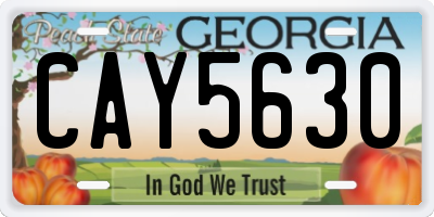 GA license plate CAY5630