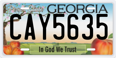 GA license plate CAY5635
