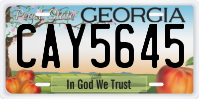 GA license plate CAY5645