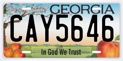 GA license plate CAY5646