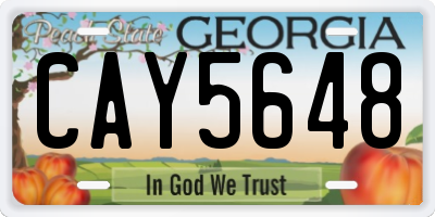 GA license plate CAY5648