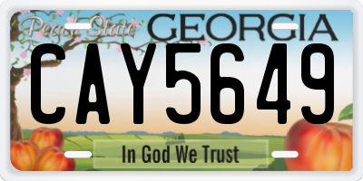 GA license plate CAY5649