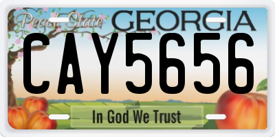 GA license plate CAY5656
