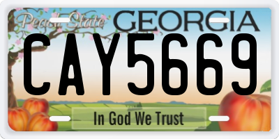GA license plate CAY5669