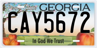 GA license plate CAY5672