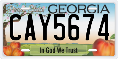 GA license plate CAY5674
