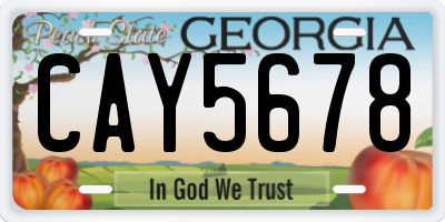 GA license plate CAY5678