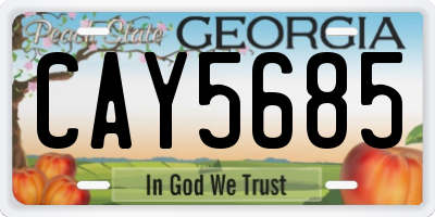 GA license plate CAY5685