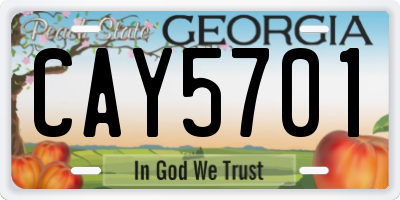 GA license plate CAY5701