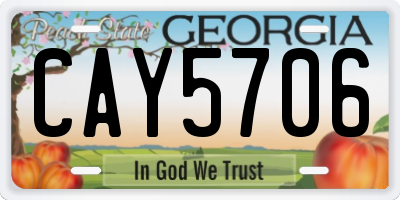 GA license plate CAY5706