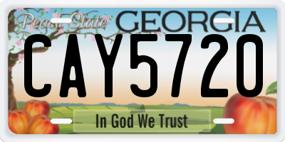 GA license plate CAY5720