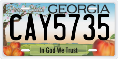 GA license plate CAY5735