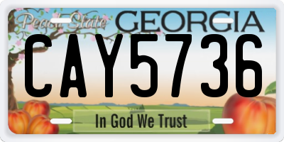 GA license plate CAY5736