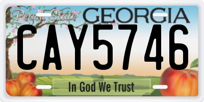 GA license plate CAY5746