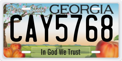 GA license plate CAY5768