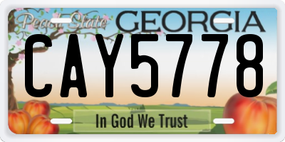 GA license plate CAY5778