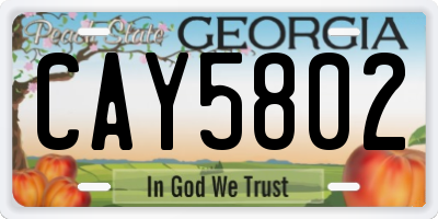 GA license plate CAY5802