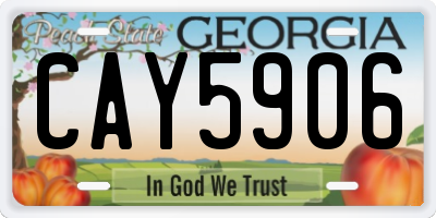 GA license plate CAY5906