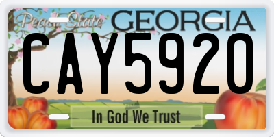 GA license plate CAY5920