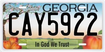 GA license plate CAY5922