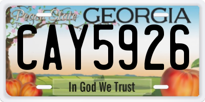GA license plate CAY5926