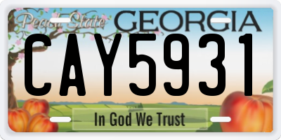 GA license plate CAY5931