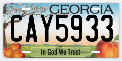 GA license plate CAY5933