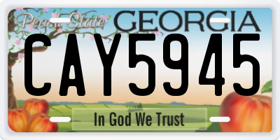 GA license plate CAY5945