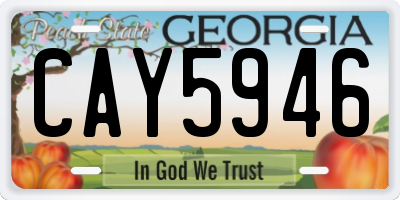 GA license plate CAY5946