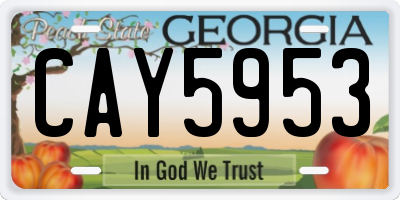 GA license plate CAY5953