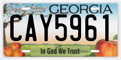 GA license plate CAY5961