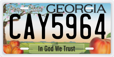 GA license plate CAY5964