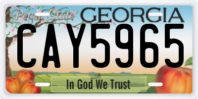 GA license plate CAY5965