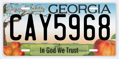 GA license plate CAY5968