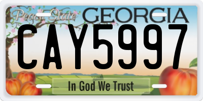 GA license plate CAY5997