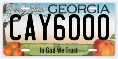 GA license plate CAY6000