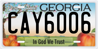 GA license plate CAY6006