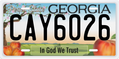 GA license plate CAY6026