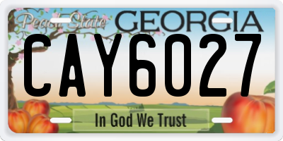 GA license plate CAY6027