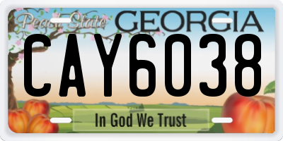 GA license plate CAY6038