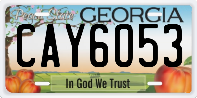 GA license plate CAY6053