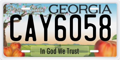GA license plate CAY6058