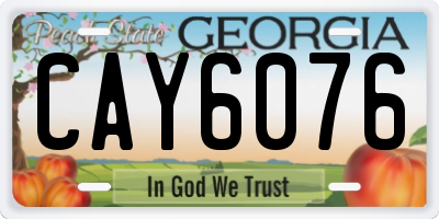 GA license plate CAY6076