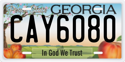 GA license plate CAY6080