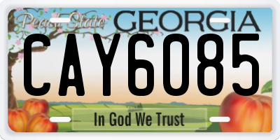 GA license plate CAY6085