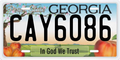 GA license plate CAY6086