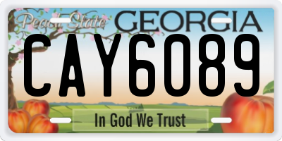 GA license plate CAY6089