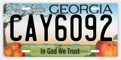 GA license plate CAY6092