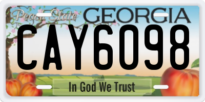 GA license plate CAY6098